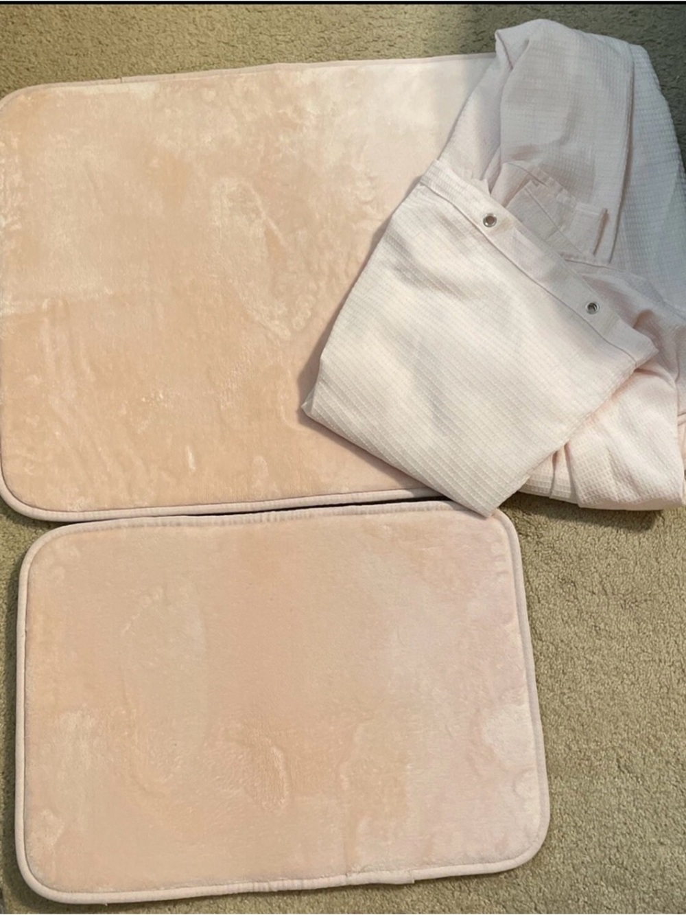 Plush Light Pink Bath Mats Set